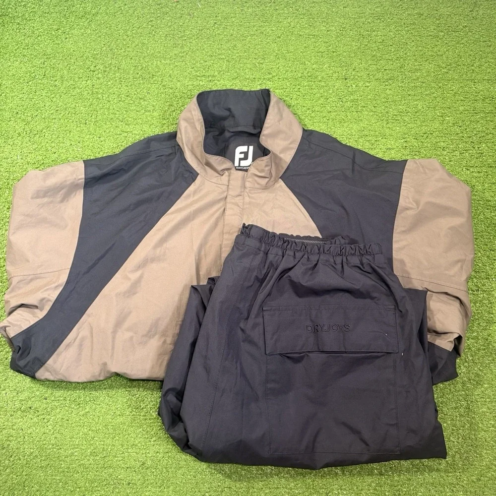 DryJoys by Foot Joy Men's LG Rain Suit Jacket & Pants Set Black Golf Wind